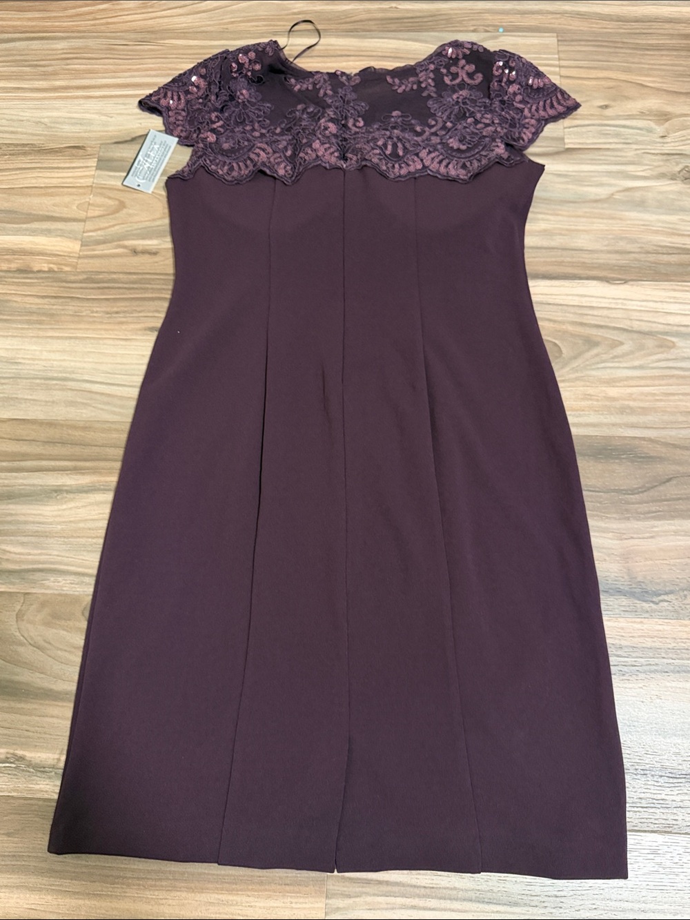 Alex Evenings Dress Women 10 Eggplant Floral Lace Sequin Sheath Cocktail Party — image 8 of 8